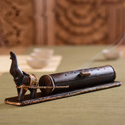 Elephant-Shaped Incense Holder (Bamboo Wood)