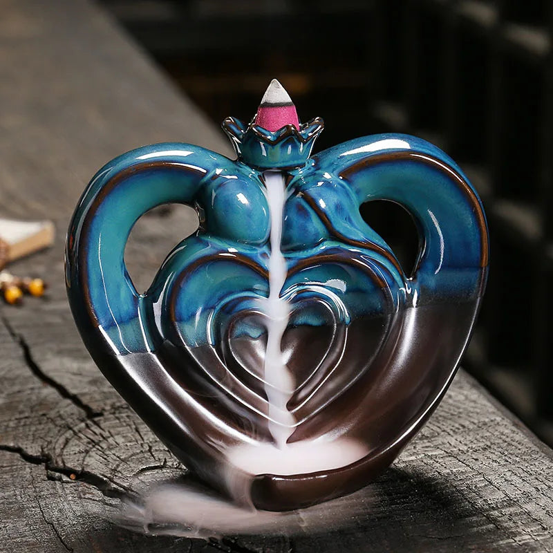 Heart Waterfall Backflow Incense Burner - GANESHA SHOP