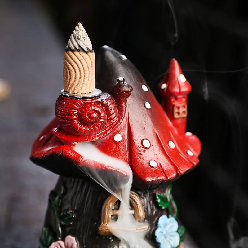 Mushroom House Backflow Incense Burner - GANESHA SHOP