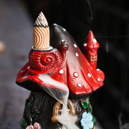 Mushroom House Backflow Incense Burner - GANESHA SHOP