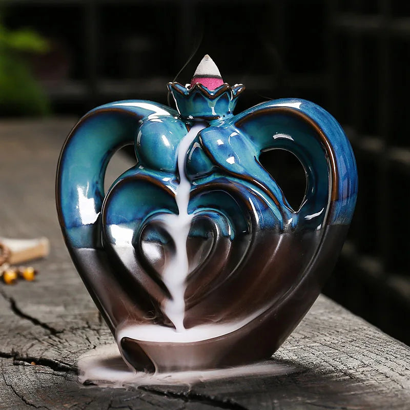 Heart Waterfall Backflow Incense Burner - GANESHA SHOP