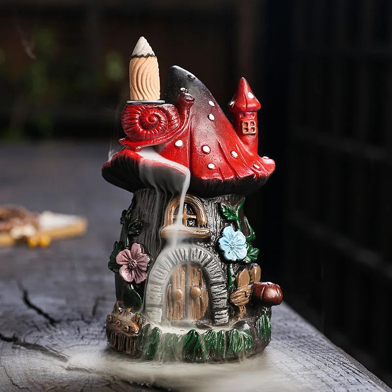 Mushroom House Backflow Incense Burner - GANESHA SHOP