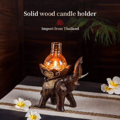 Elephant Wooden Candle Holder Medium Size