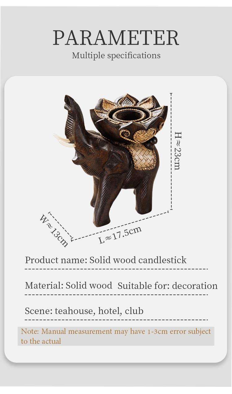 Elephant Wooden Candle Holder Medium Size