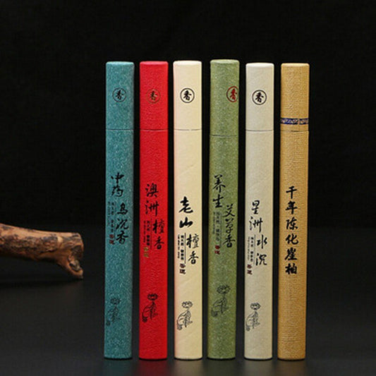 1pc Sticks Box Natural Sandalwood Oriental Buddha Buddhist Aromatic Line Incense Stick