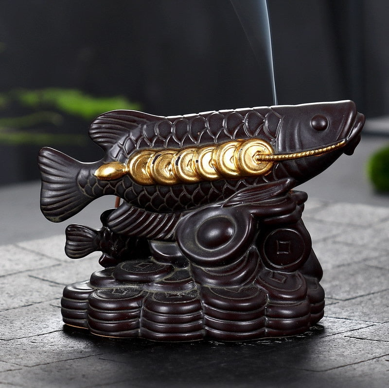 Lucky Fish Backflow Incense Burner - GANESHA SHOP