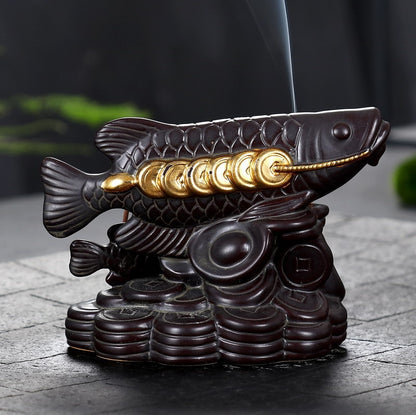 Lucky Fish Backflow Incense Burner - GANESHA SHOP