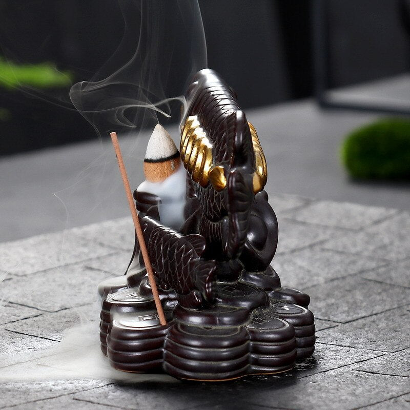 Lucky Fish Backflow Incense Burner - GANESHA SHOP